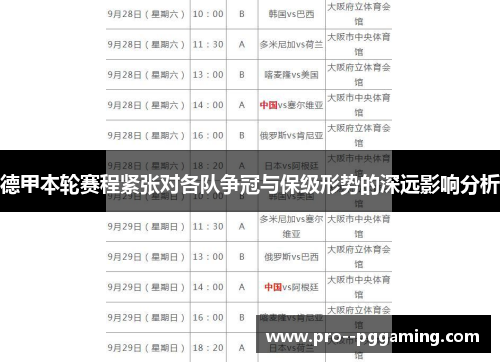 德甲本轮赛程紧张对各队争冠与保级形势的深远影响分析 德甲本轮赛程紧张对各队争冠与保级形势的深远影响分析